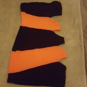 Sexy black and orange dress